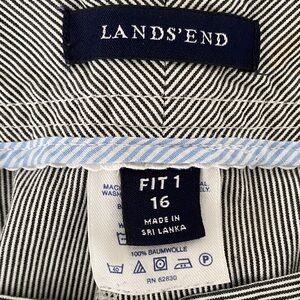 Lands' End Black and White Striped Pants